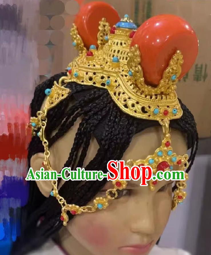 Tibetan Ladies Headwear Zang Minority Kham Women Headpiece Tibetan Ladies Headwear Zang Minority Kham Women Headpiece