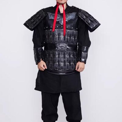 Qin Dynasty Warrior Armor Traditional Chinese Costume Ancient General Black Armor Clothing