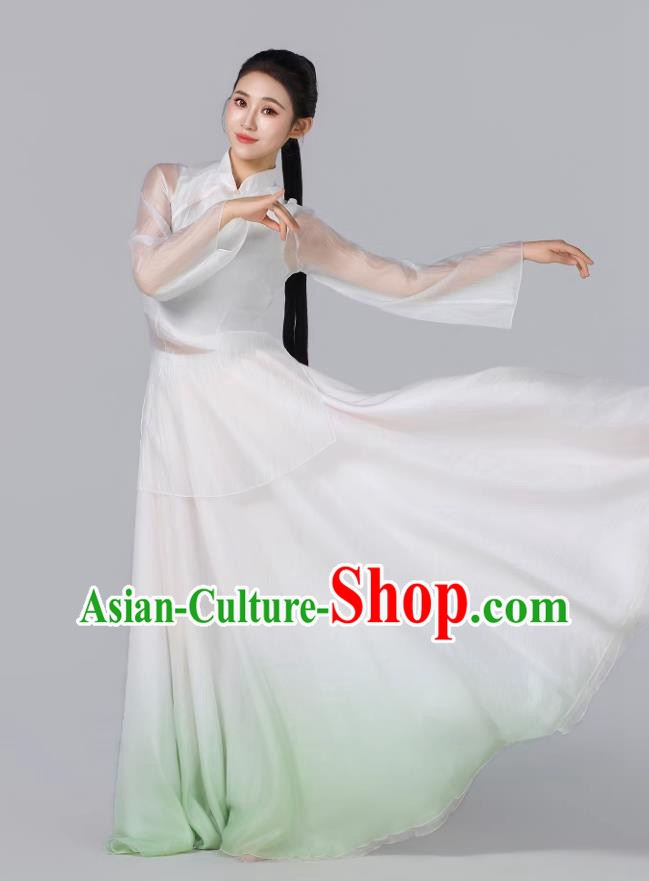 Chinese Classical Dance Dress Fan Dance Group Performance White Outfit Chinese Classical Dance Dress Fan Dance Group Performance White Outfit