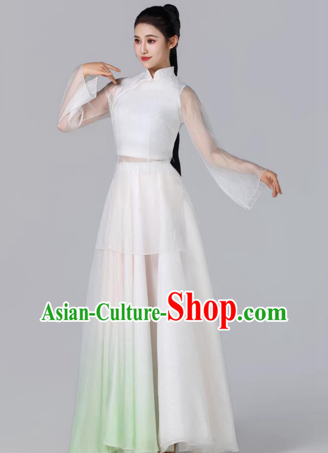 Chinese Classical Dance Dress Fan Dance Group Performance White Outfit Chinese Classical Dance Dress Fan Dance Group Performance White Outfit