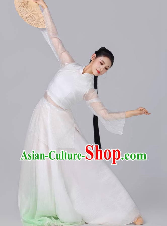 Chinese Classical Dance Dress Fan Dance Group Performance White Outfit Chinese Classical Dance Dress Fan Dance Group Performance White Outfit