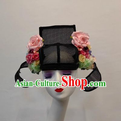 Song Dynasty Hanfu Official Hat Flower Pin Ancient Chinese Scholar Headwear Custom Accessory