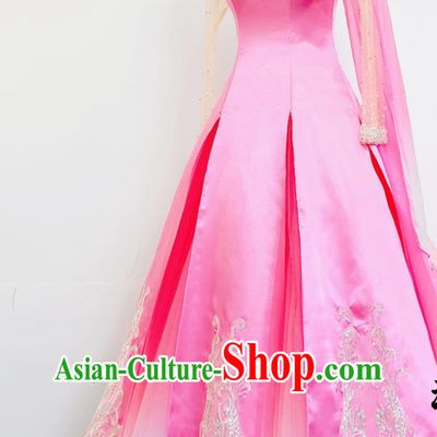 Chinese Spring Festival Gala Opening Dance Pink Dress Women Chorus Performance Costume