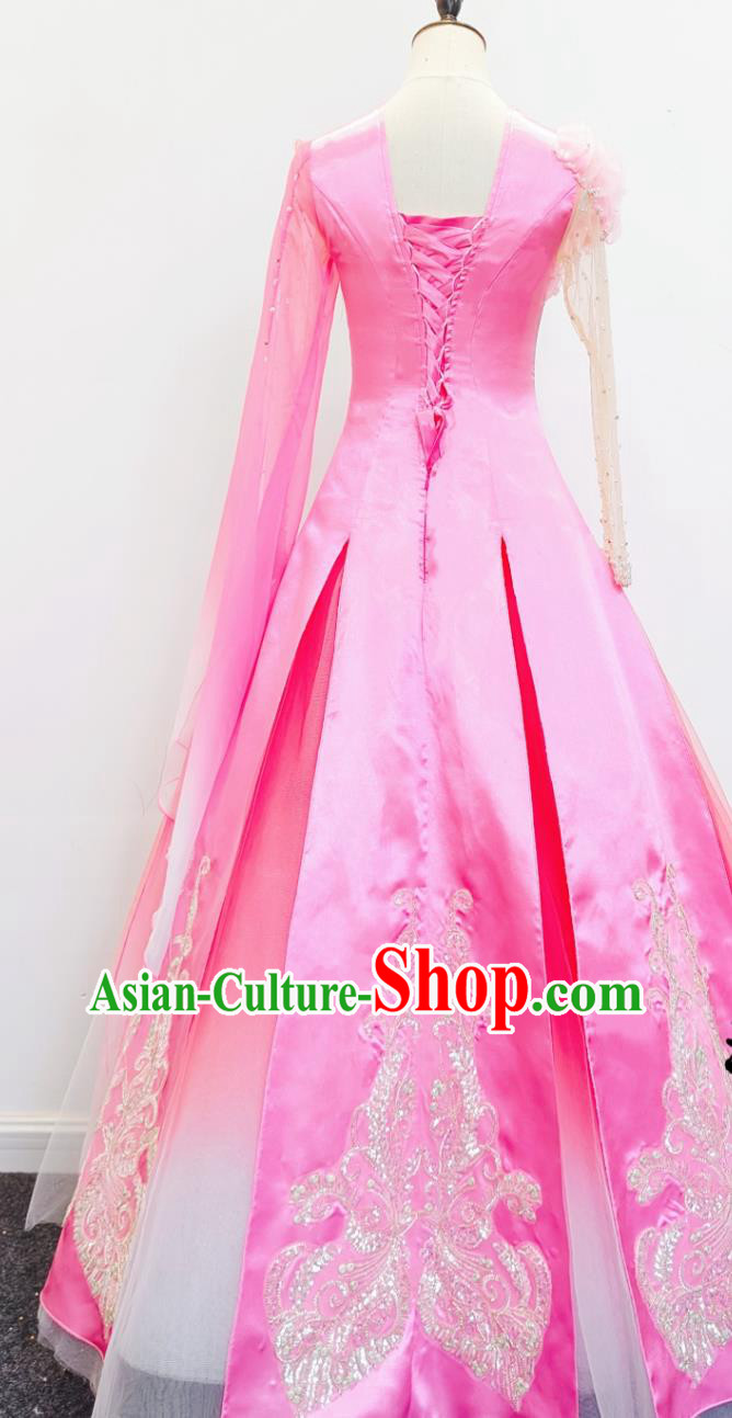 Chinese Spring Festival Gala Opening Dance Pink Dress Women Chorus Performance Costume Chinese Spring Festival Gala Opening Dance Pink Dress Women Chorus Performance Costume