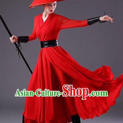 Custom Wuxia Swordswoman Outfit Sword Dance Red Dress