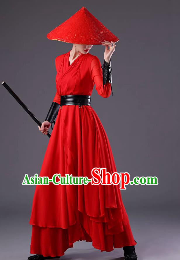 Custom Wuxia Swordswoman Outfit Sword Dance Red Dress