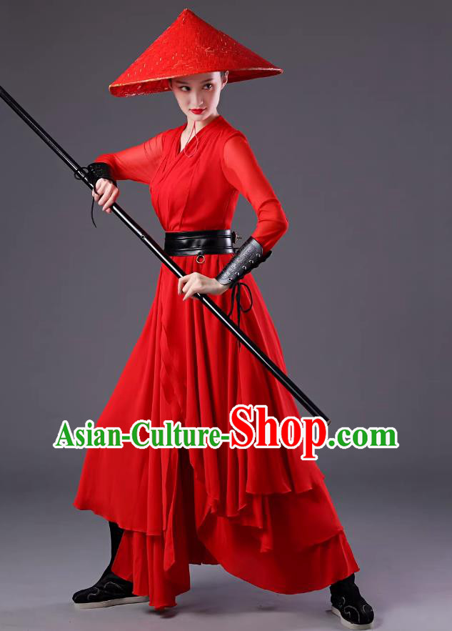 Custom Wuxia Swordswoman Outfit Sword Dance Red Dress