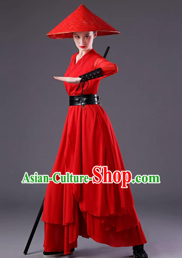 Custom Wuxia Swordswoman Outfit Sword Dance Red Dress