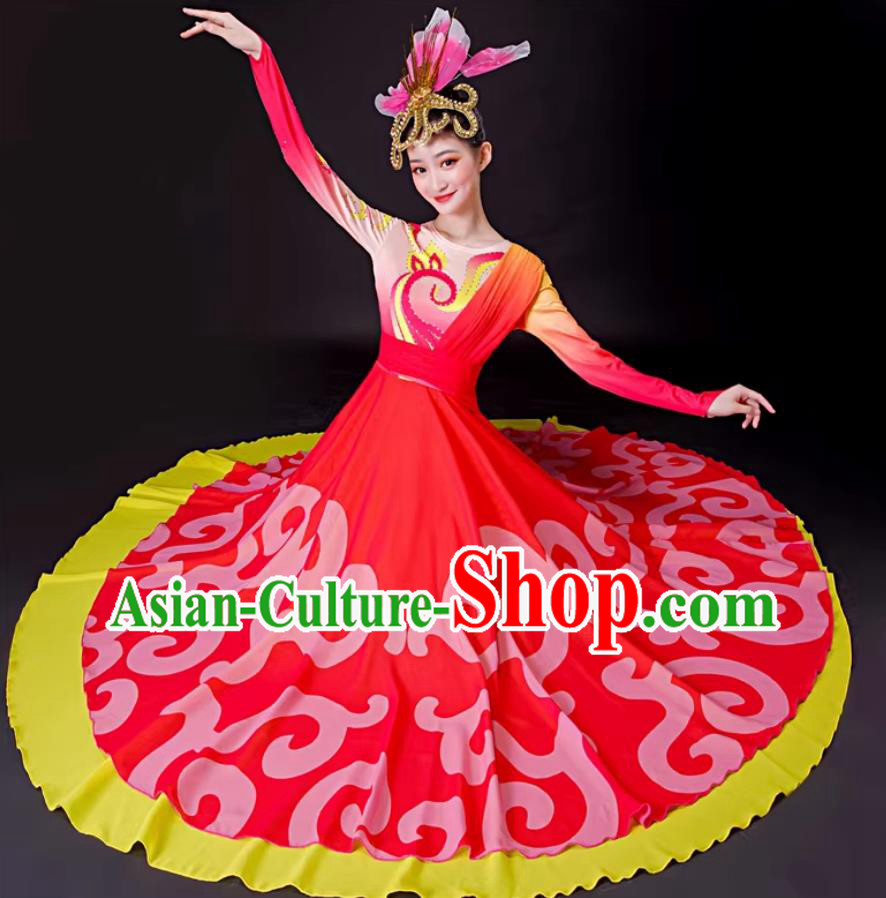 Chinese Classical Dance Costume Women Group Dance Large Dress Chinese Classical Dance Costume Women Group Dance Large Dress