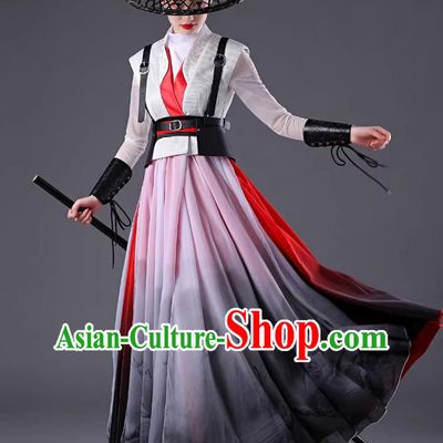 Chinese Ancient Hero Costume Classical Swords Dance Dress