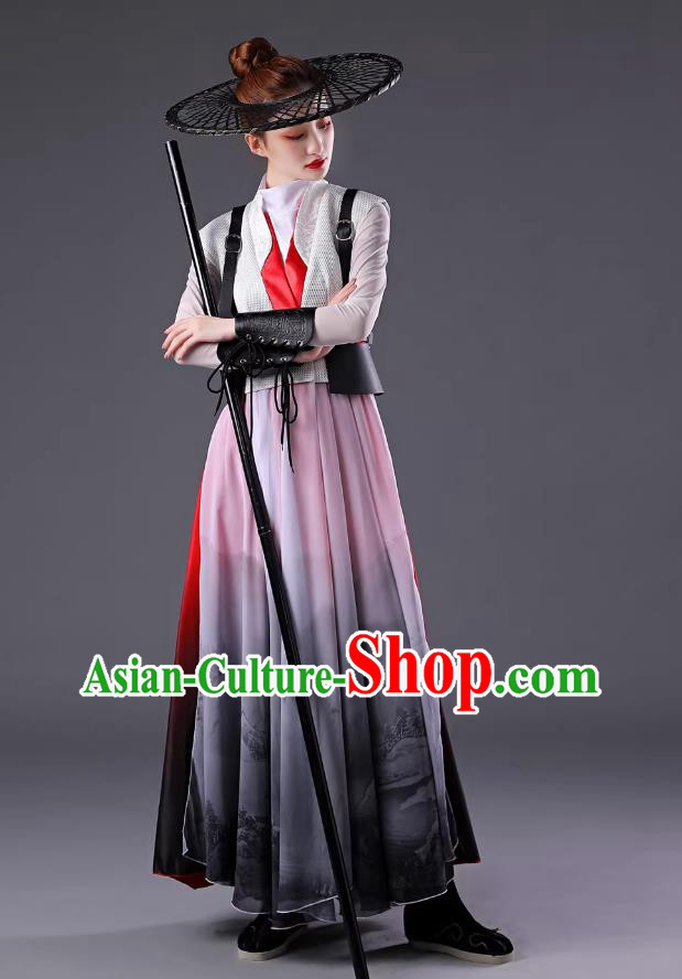 Chinese Ancient Hero Costume Classical Swords Dance Dress Chinese Ancient Hero Costume Classical Swords Dance Dress