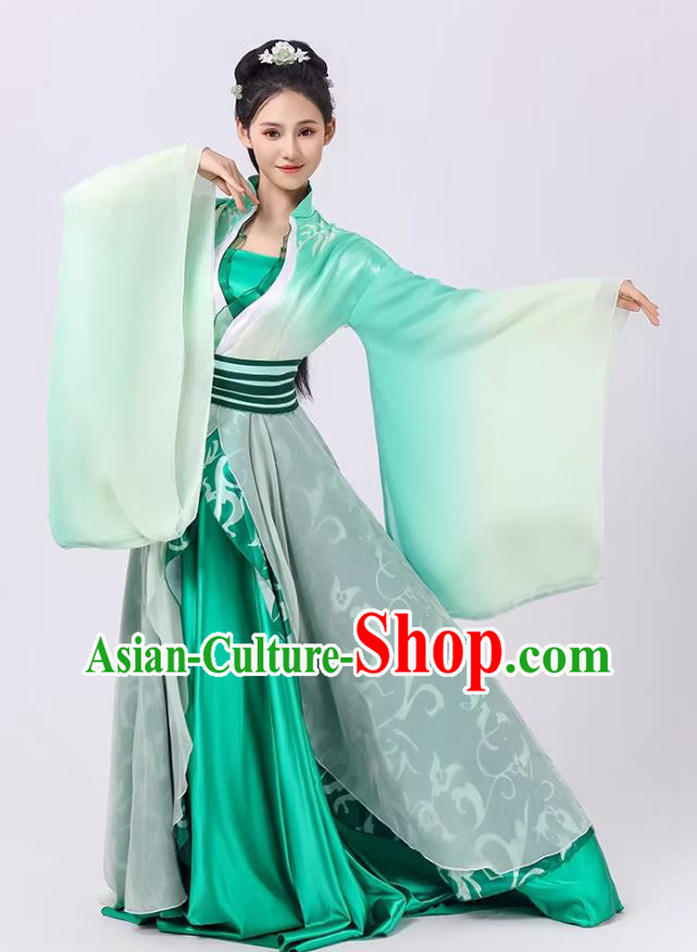 Ancient Fairy Green Hanfu Han Tang Dance Large Sleeve Dress Chinese Classical Dance Clothing