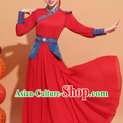 Drum Dance Costume Yangko Suit Chinese Spring Festival Performance Red Dress