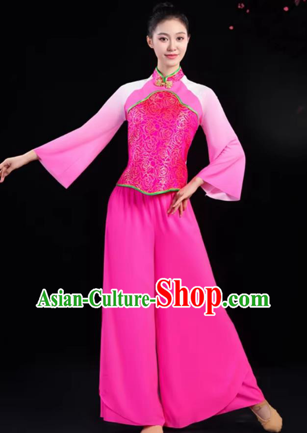 Chinese Yangko Dance Pink Outfit Classical Fan Dance Costume Chinese Yangko Dance Pink Outfit Classical Fan Dance Costume
