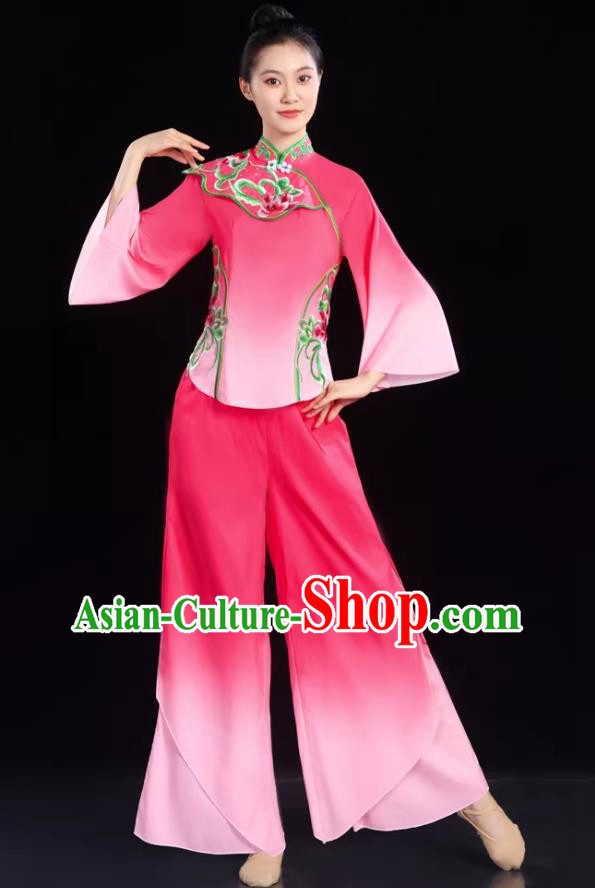 Chinese Classical Fan Dance Costume Yangko Dance Pink Outfit Chinese Classical Fan Dance Costume Yangko Dance Pink Outfit