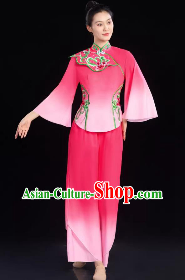 Chinese Classical Fan Dance Costume Yangko Dance Pink Outfit Chinese Classical Fan Dance Costume Yangko Dance Pink Outfit