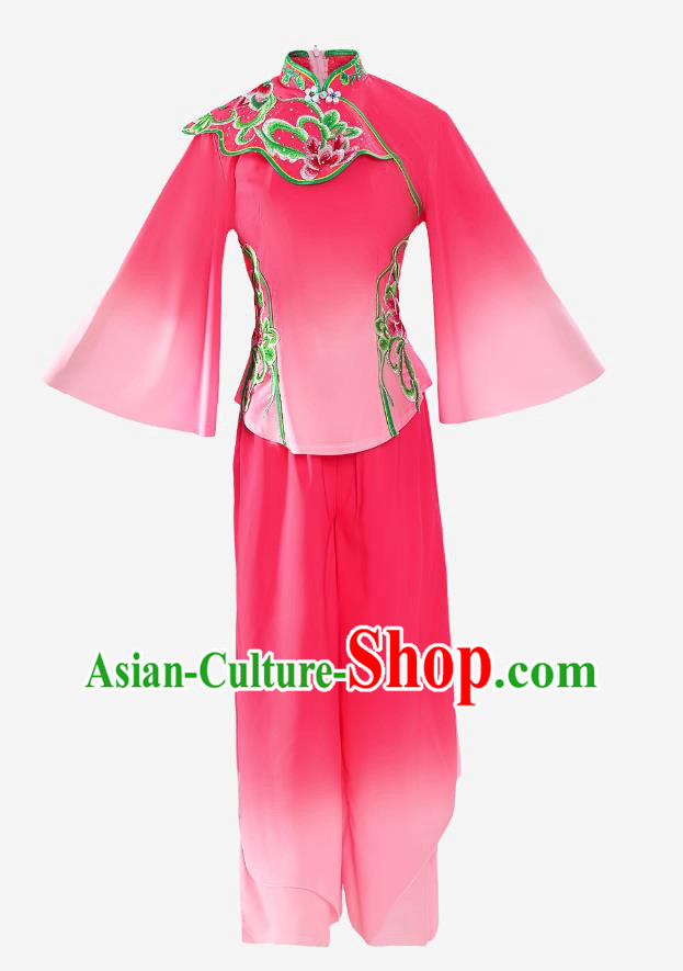 Chinese Classical Fan Dance Costume Yangko Dance Pink Outfit Chinese Classical Fan Dance Costume Yangko Dance Pink Outfit