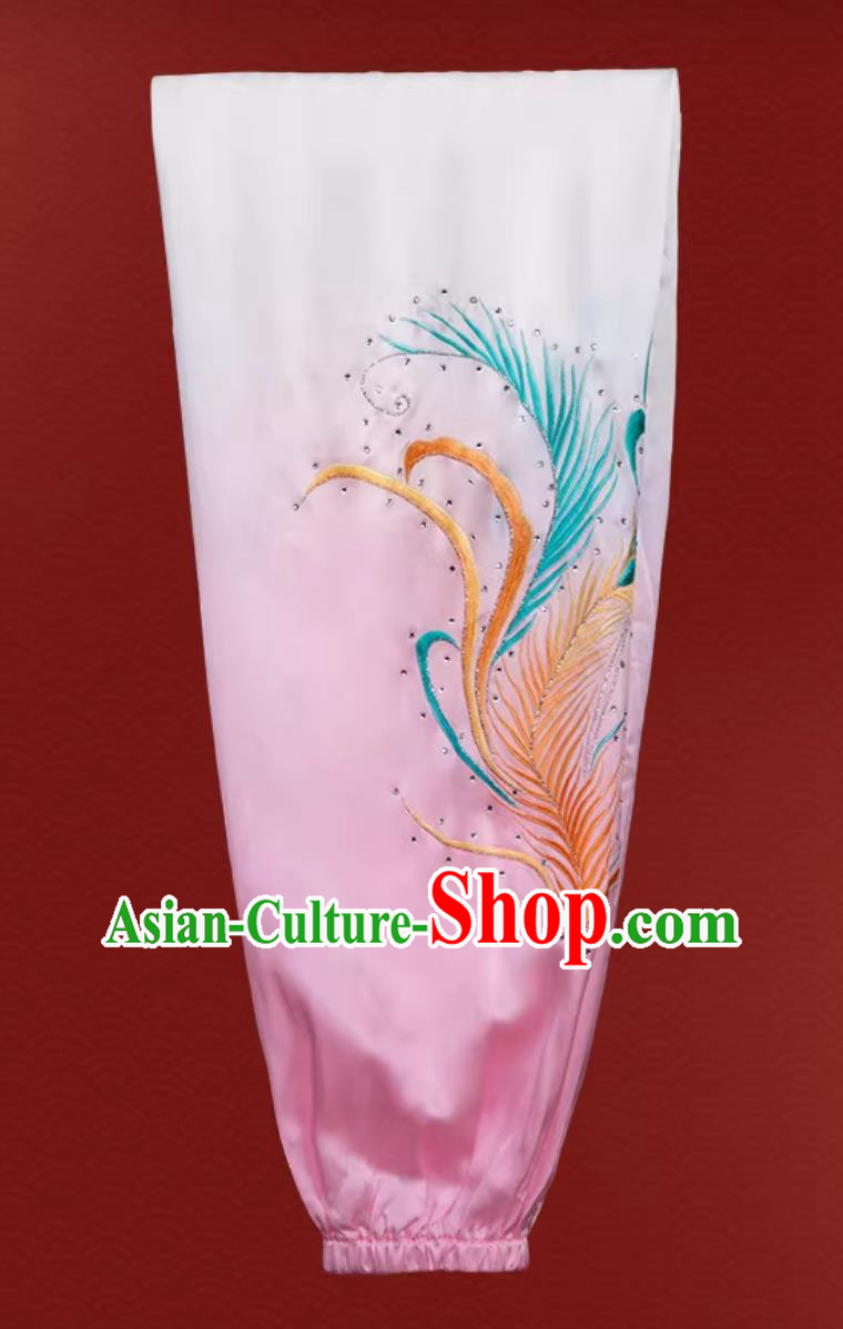 Martial Arts Performance Outfit Tai Chi Costume Embroidery Gradient Pink Competition Suit