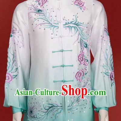 Embroidery Ba Duan Jin Gradient Competition Suit Martial Arts Performance Outfit Tai Chi Costume