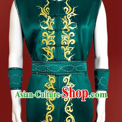 Southern Fist Competition Clothing Martial Arts Kung Fu Costume Nanquan Performance Dark Green Suit for Men