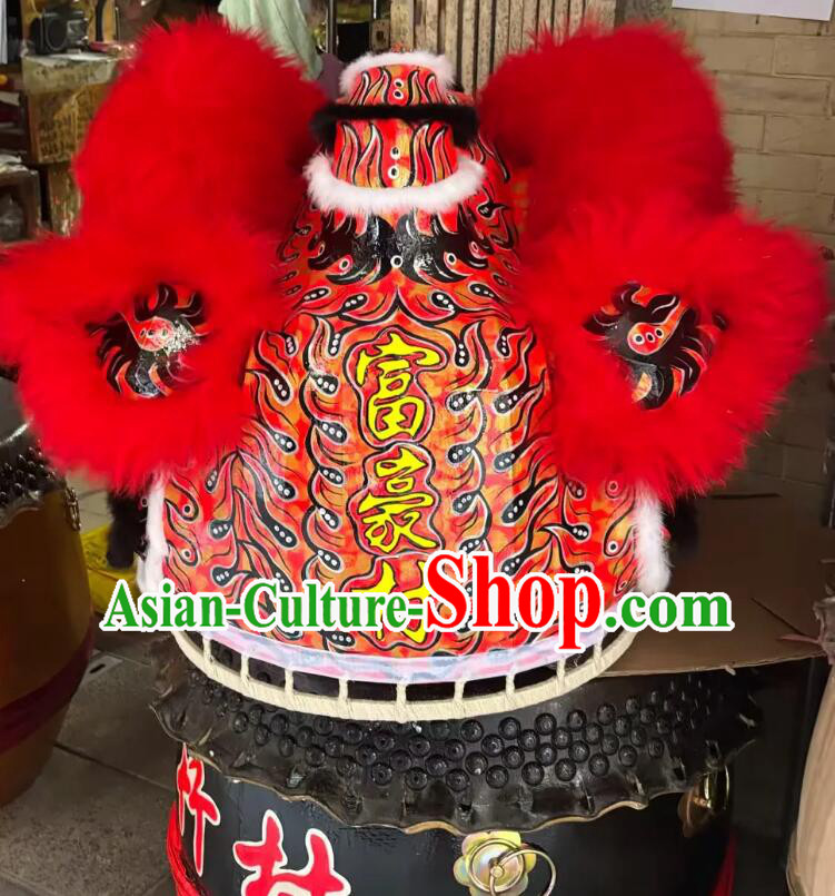 Chinese Lion Dance Costume Handmade Red Wool Lion Head and Tail Complete Set Chinese Lion Dance Costume Handmade Red Wool Lion Head and Tail Complete Set