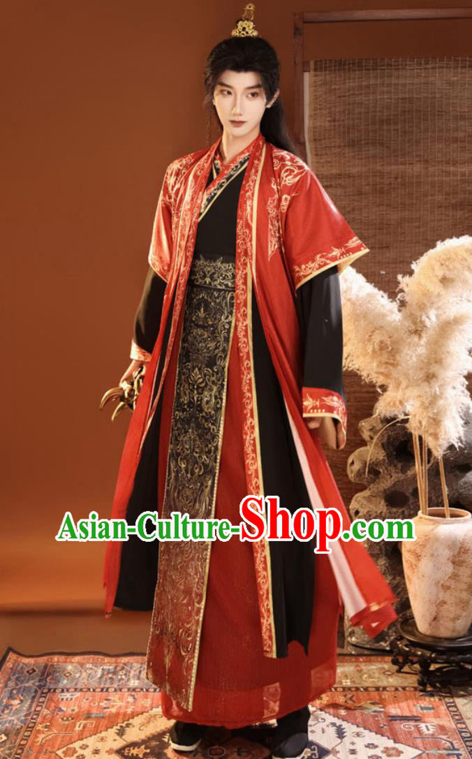 Ancient Chinese Warring States Hanfu Costume Noble Prince Minister Wuxia Robe for Men Ancient Chinese Warring States Hanfu Costume Noble Prince Minister Wuxia Robe for Men