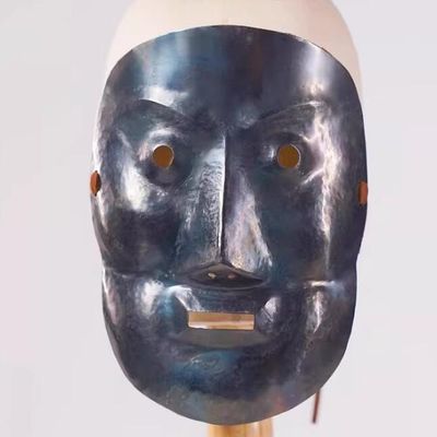 Iron Ferrule Mask Face Armor Handcrafted Liao Jin Dynasty Style Chinese Helmet Face Guard