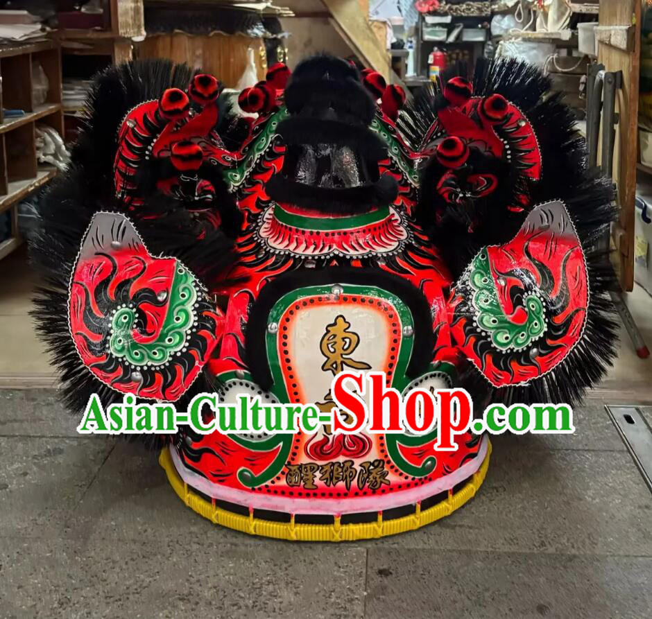 Traditional Chinese Lion Dance Prop Handmade Guan Gong Lion Head and Costume Complete Set