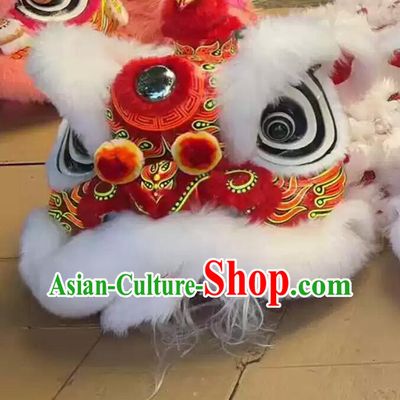 Chinese Lion Dance Prop Red Dancing Lion Costume Handmade Fut San Lion Head for School Performances