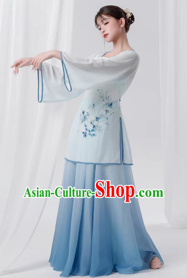 Chinese Classical Dance Costume Umbrella Dance Blue Outfit Chinese Classical Dance Costume Umbrella Dance Blue Outfit