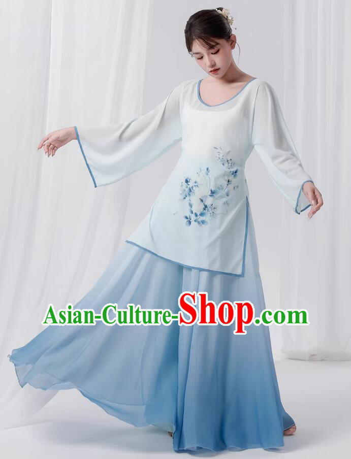 Chinese Classical Dance Costume Umbrella Dance Blue Outfit Chinese Classical Dance Costume Umbrella Dance Blue Outfit