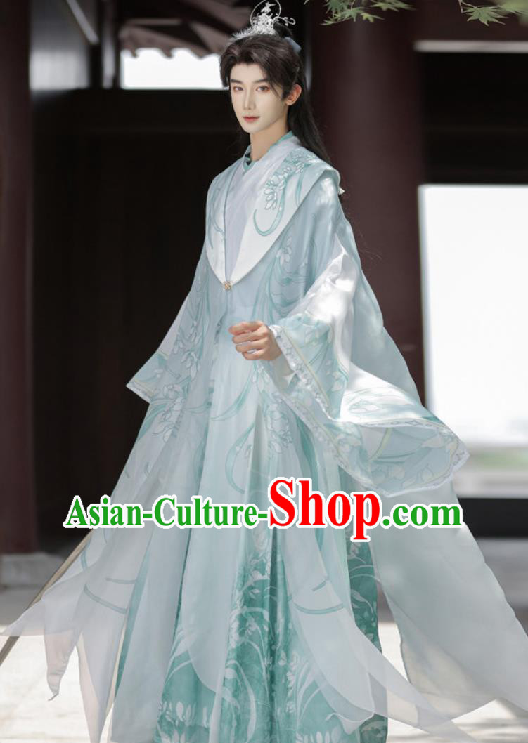 Wei Jin Dynasty Hanfu Fantasy Style Cross Collar Cape Ancient Chinese Prince Costumes Wei Jin Dynasty Hanfu Fantasy Style Cross Collar Cape Ancient Chinese Prince Costumes