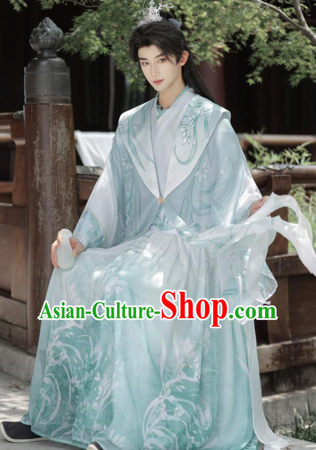Wei Jin Dynasty Hanfu Fantasy Style Cross Collar Cape Ancient Chinese Prince Costumes Wei Jin Dynasty Hanfu Fantasy Style Cross Collar Cape Ancient Chinese Prince Costumes