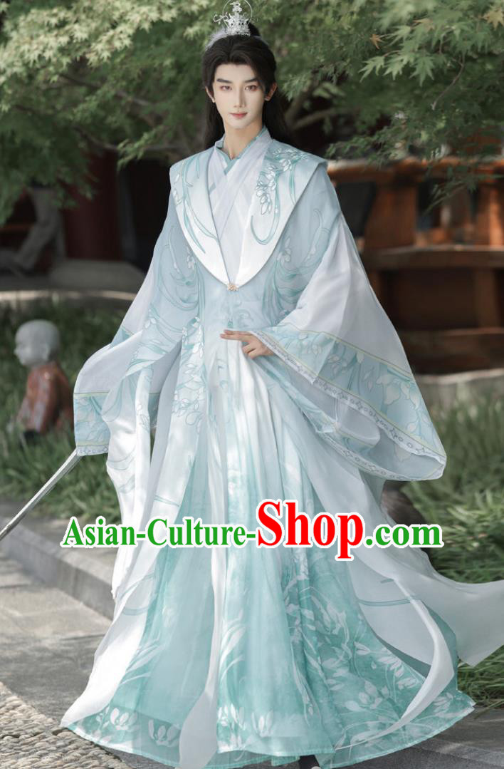 Wei Jin Dynasty Hanfu Fantasy Style Cross Collar Cape Ancient Chinese Prince Costumes Wei Jin Dynasty Hanfu Fantasy Style Cross Collar Cape Ancient Chinese Prince Costumes