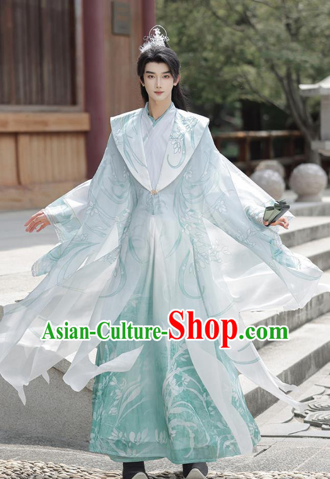 Wei Jin Dynasty Hanfu Fantasy Style Cross Collar Cape Ancient Chinese Prince Costumes Wei Jin Dynasty Hanfu Fantasy Style Cross Collar Cape Ancient Chinese Prince Costumes
