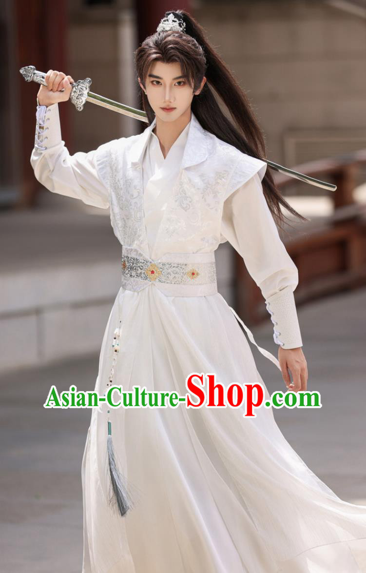 Traditional Chinese Clothing Role Play Costume Wuxia Swordsman White Hanfu Traditional Chinese Clothing Role Play Costume Wuxia Swordsman White Hanfu