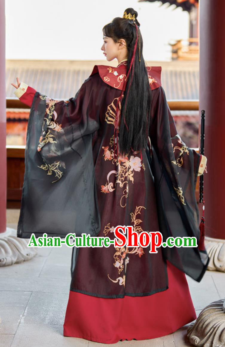 Chinese Hanfu Wei Jin Dynasty Style Outfit Cross Collar Large Sleeve Spring Summer Costume Chinese Hanfu Wei Jin Dynasty Style Outfit Cross Collar Large Sleeve Spring Summer Costume