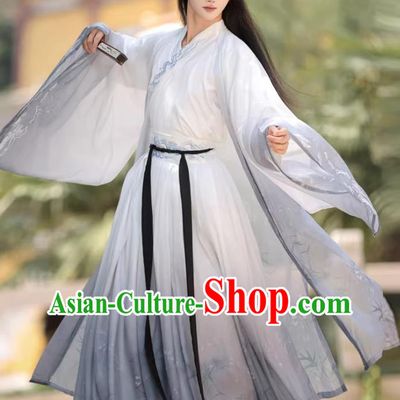 Ancient Chinese Clothing Cosplay Gray Outfit Song Dynasty Cross Collar Male Daily Wear