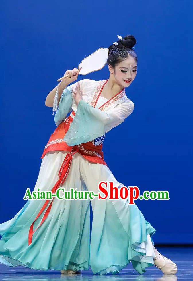 2026 Spring Chinese Classical Dance Costume Autumn Wind Silk Fan Inspired Flowing Ethnic Stage Performance Dress for Women