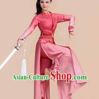 Female Classical Chinese Dance Costume Sword Martial Arts Stage Performance Red Flowing Dress