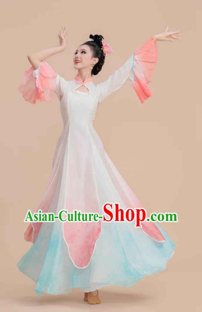 Classical Dance Costume Female Republic Modified Qipao Flowing Large Skirt Chinese Dance Dress