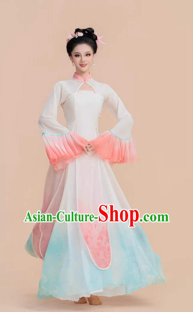 Classical Dance Costume Female Republic Modified Qipao Flowing Large Skirt Chinese Dance Dress