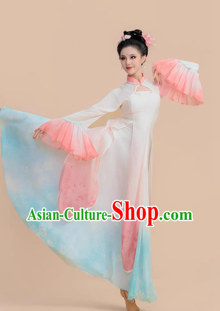 Classical Dance Costume Female Republic Modified Qipao Flowing Large Skirt Chinese Dance Dress