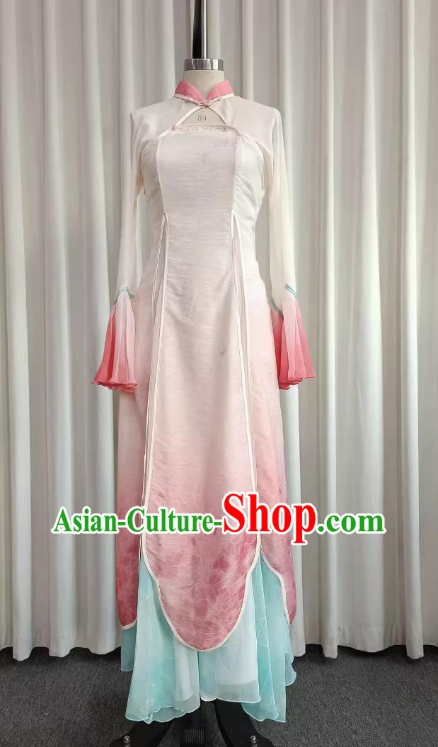 Classical Dance Costume Female Republic Modified Qipao Flowing Large Skirt Chinese Dance Dress
