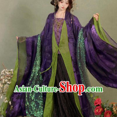 Traditional Chinese Clothing Ancient Chinese Fairy Purple Wide Sleeve Hanfu Complete Set