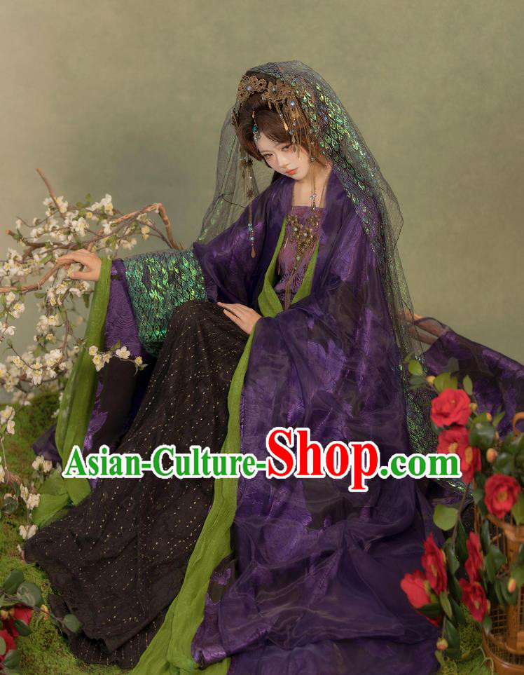 Traditional Chinese Clothing Ancient Chinese Fairy Purple Hanfu Complete Set Traditional Chinese Clothing Ancient Chinese Fairy Purple Hanfu Complete Set