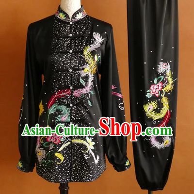 Embroidery Colorful Phoenix Tai Chi Suit Martial Arts Performance Costume Chinese Wushu Competition Clothing