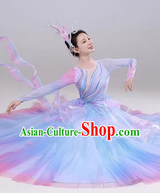 Spring Festival Gala Opening Dance Long Flowing Dress Blue Purple Gradient Performance Costume Spring Festival Gala Opening Dance Long Flowing Dress Blue Purple Gradient Performance Costume