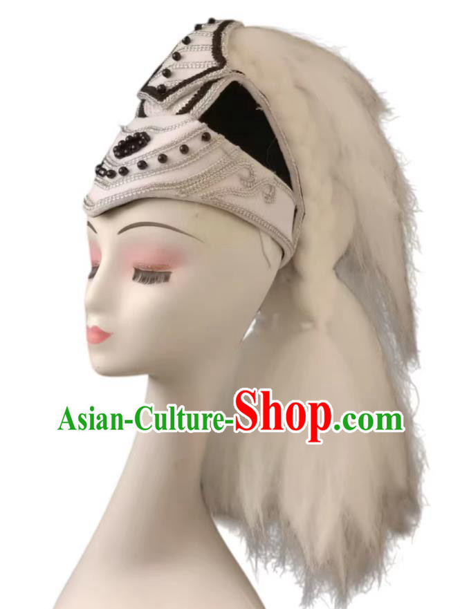 White Horse Dance Headdress Ethnic Mongolian Performance Hair Ornament White Horse Dance Headdress Ethnic Mongolian Performance Hair Ornament