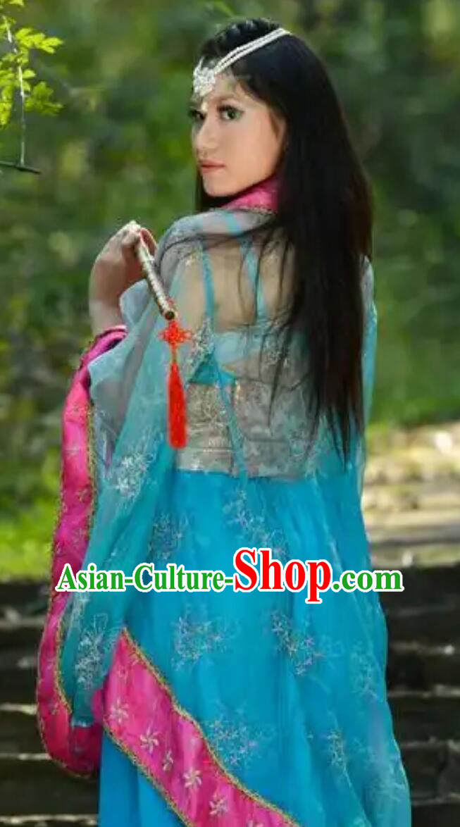 Traditional Fairy Blue Hanfu Dress Chinese Tang Dynasty Woman Costume Traditional Fairy Blue Hanfu Dress Chinese Tang Dynasty Woman Costume